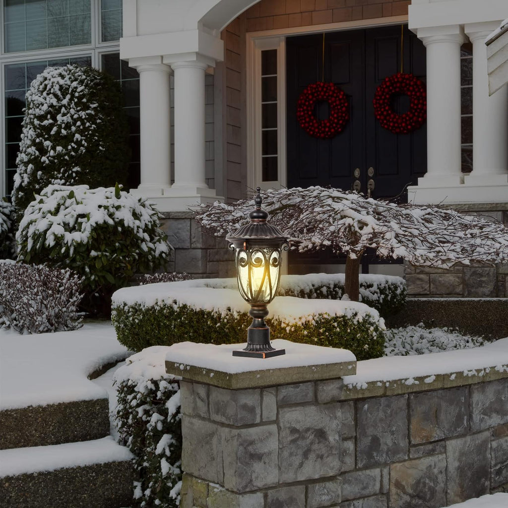 23" Large Outdoor Wall Light for Porch, 2 Pack Aluminium Exterior Wall Mount Lantern for House, Vintage Bronze Outside Wall Sconce with Clear Seeded Glass Shade for Garage