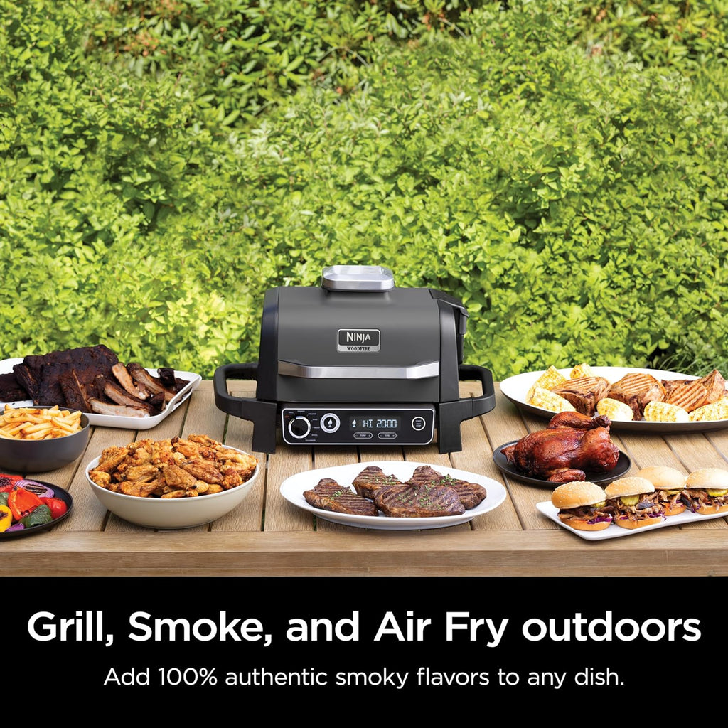 7-in-1 Grill & Smoker with Thermometer, Air Fryer, BBQ, Bake, Roast, Broil