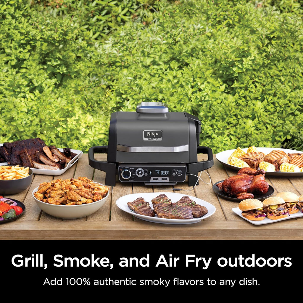 7-in-1 Grill & Smoker with Thermometer, Air Fryer, BBQ, Bake, Roast, Broil