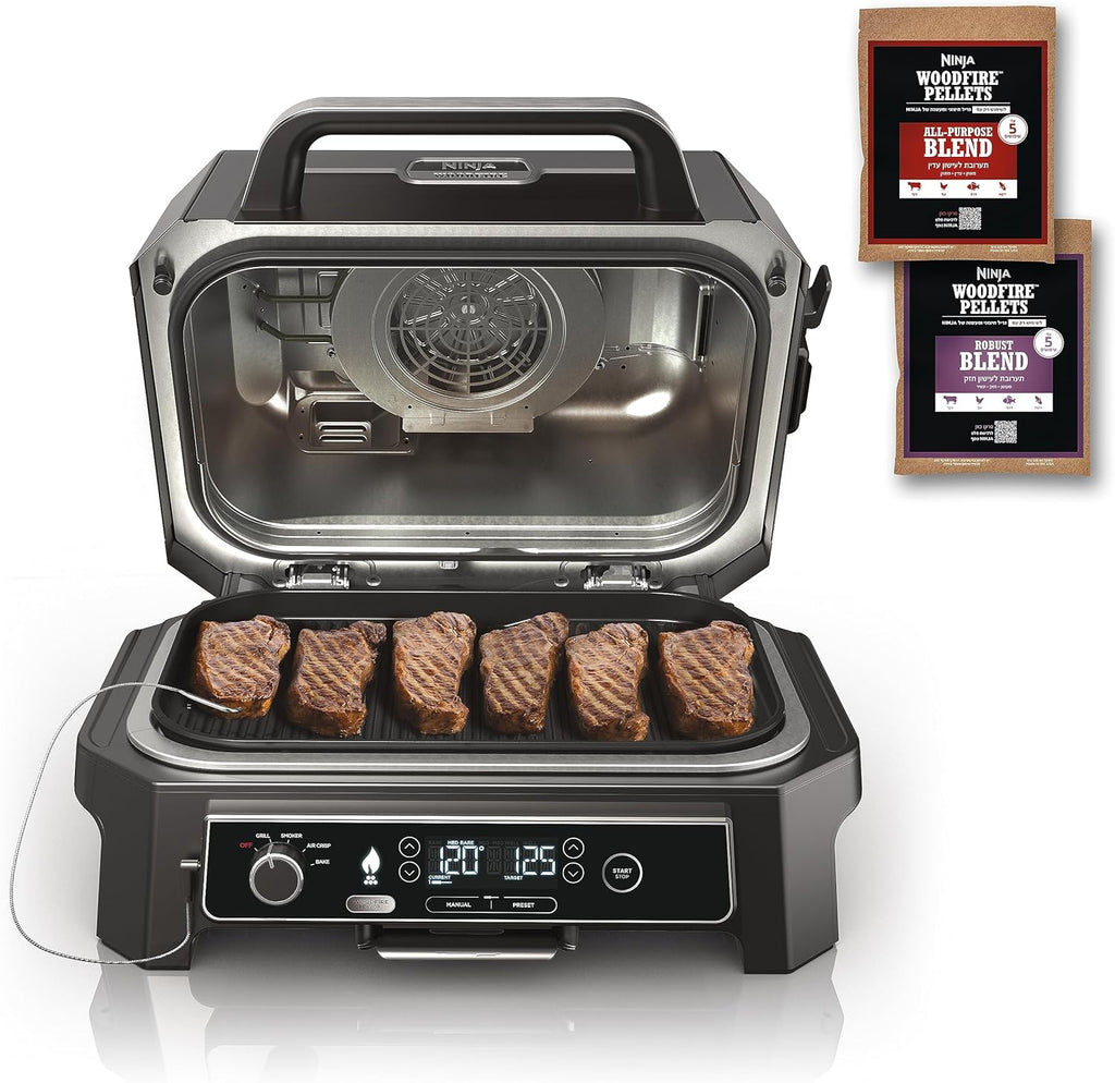 7-in-1 Grill & Smoker with Thermometer, Air Fryer, BBQ, Bake, Roast, Broil