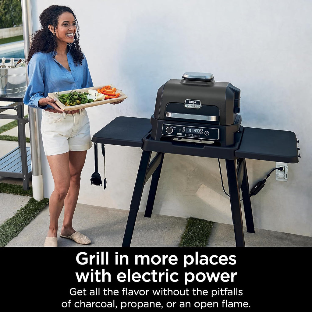 7-in-1 Grill & Smoker with Thermometer, Air Fryer, BBQ, Bake, Roast, Broil