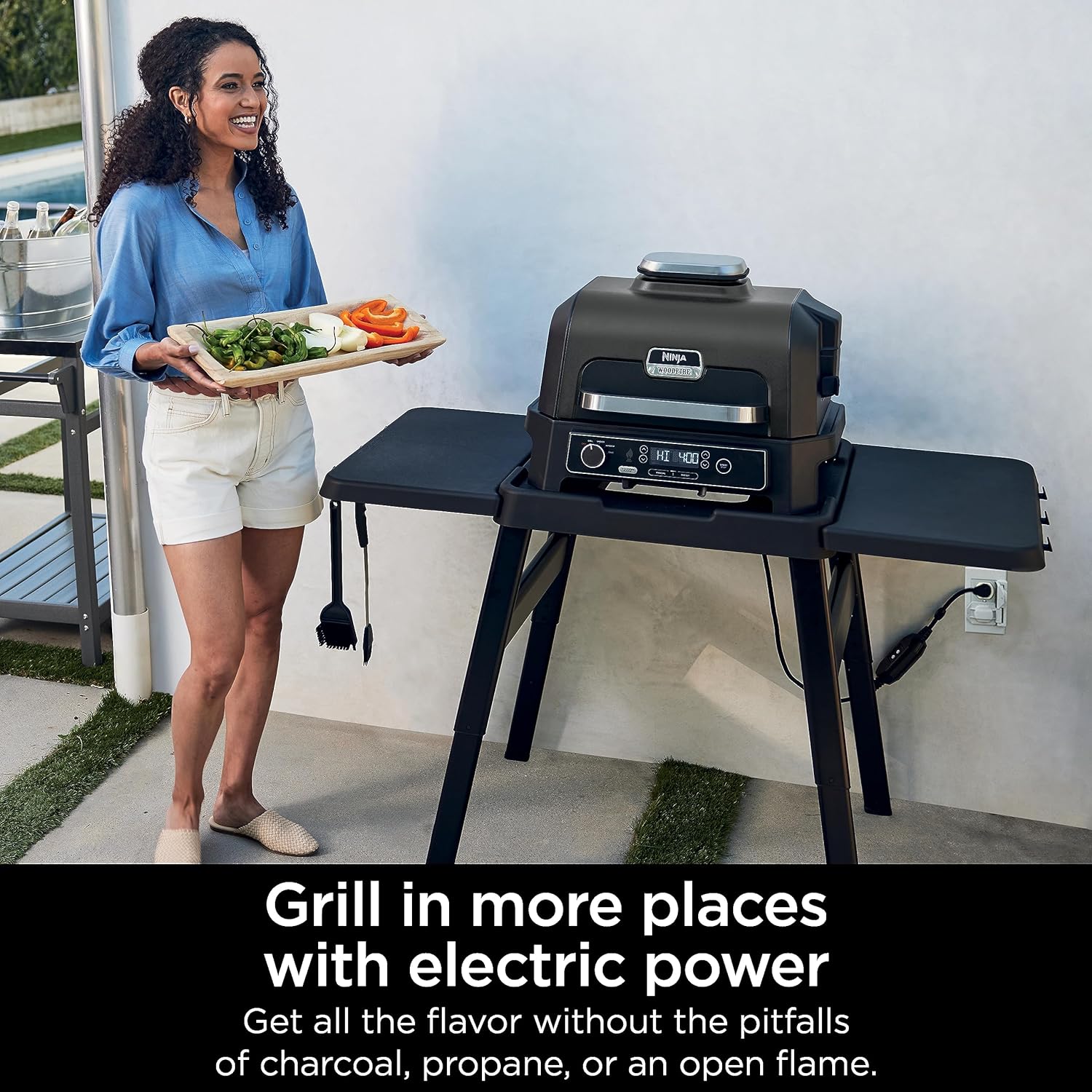 7-in-1 Grill & Smoker with Thermometer, Air Fryer, BBQ, Bake, Roast, Broil