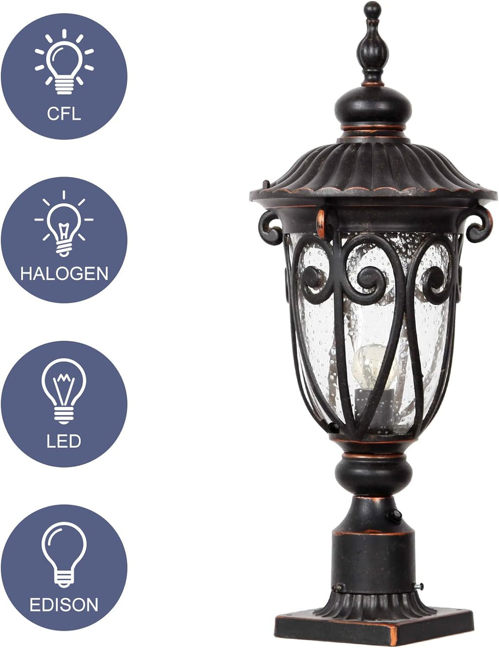 23" Large Outdoor Wall Light for Porch, 2 Pack Aluminium Exterior Wall Mount Lantern for House, Vintage Bronze Outside Wall Sconce with Clear Seeded Glass Shade for Garage