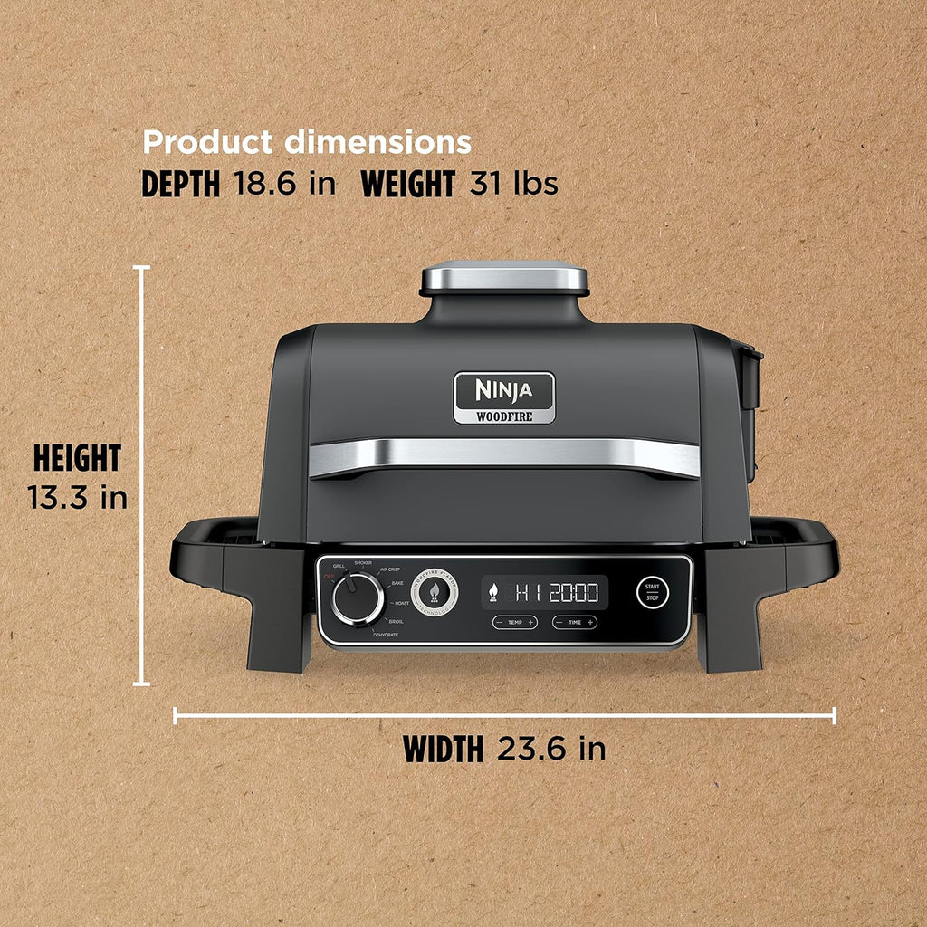 7-in-1 Grill & Smoker with Thermometer, Air Fryer, BBQ, Bake, Roast, Broil