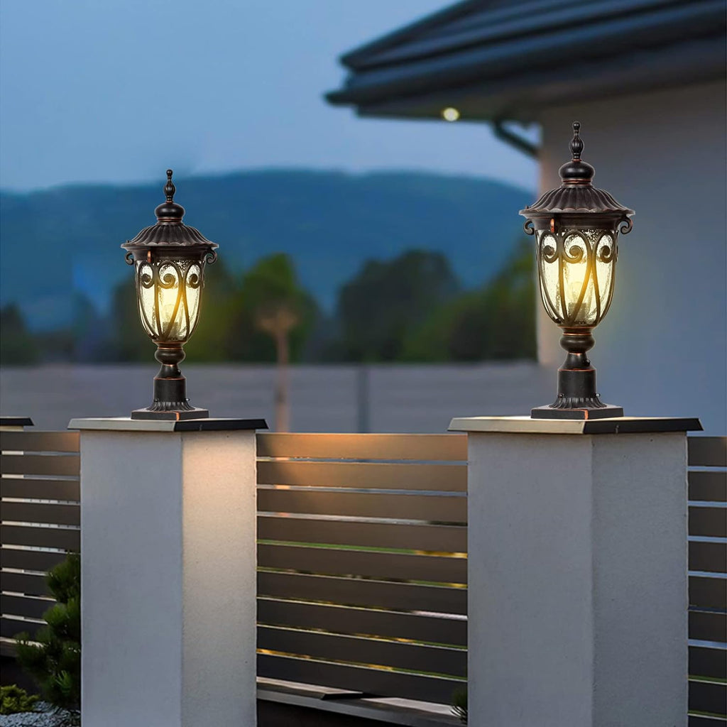 23" Large Outdoor Wall Light for Porch, 2 Pack Aluminium Exterior Wall Mount Lantern for House, Vintage Bronze Outside Wall Sconce with Clear Seeded Glass Shade for Garage