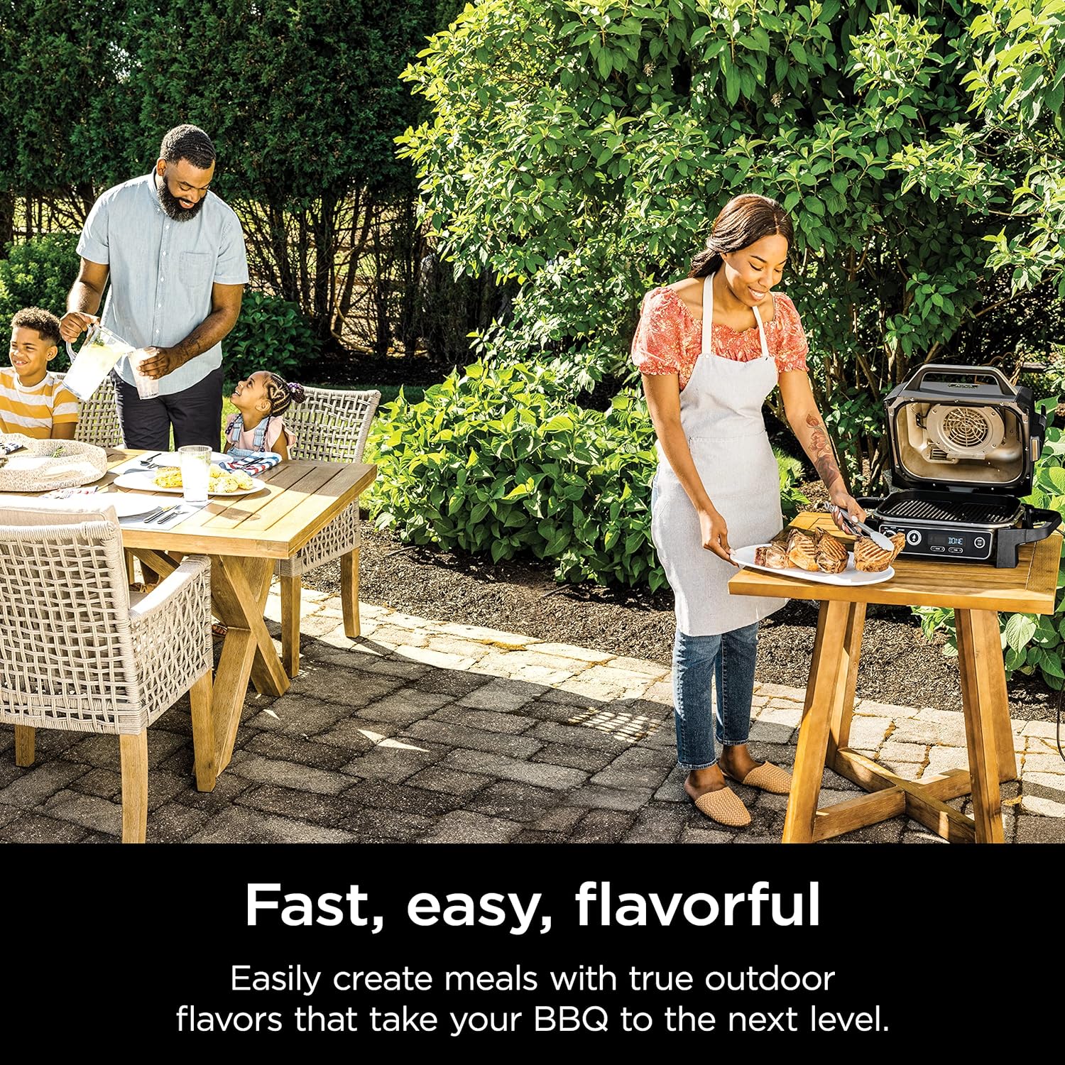 7-in-1 Grill & Smoker with Thermometer, Air Fryer, BBQ, Bake, Roast, Broil