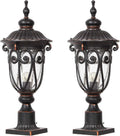 23" Large Outdoor Wall Light for Porch, 2 Pack Aluminium Exterior Wall Mount Lantern for House, Vintage Bronze Outside Wall Sconce with Clear Seeded Glass Shade for Garage