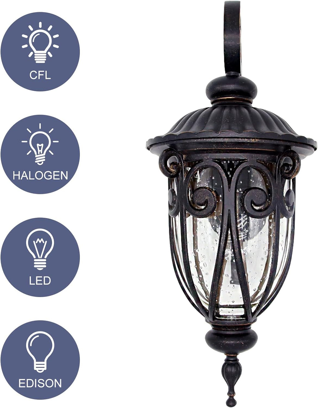 23" Large Outdoor Wall Light for Porch, 2 Pack Aluminium Exterior Wall Mount Lantern for House, Vintage Bronze Outside Wall Sconce with Clear Seeded Glass Shade for Garage