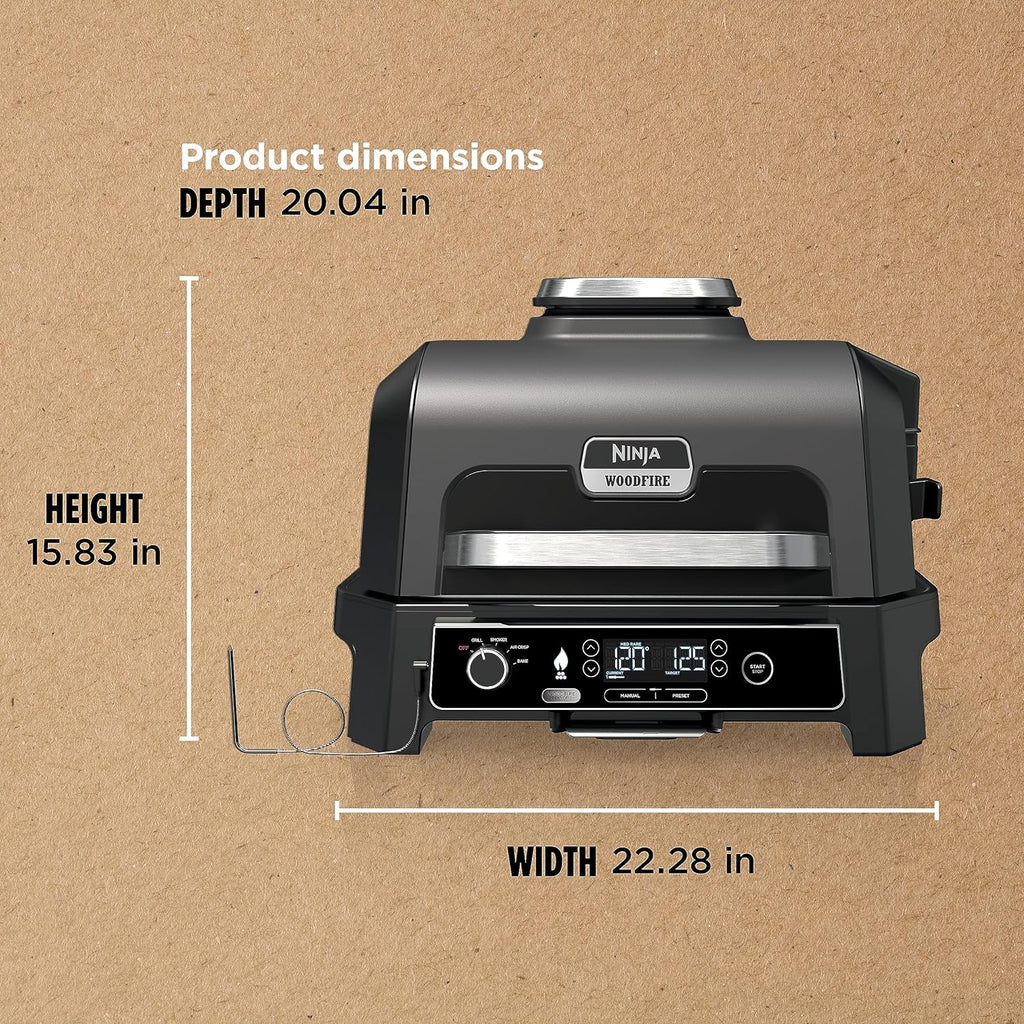7-in-1 Grill & Smoker with Thermometer, Air Fryer, BBQ, Bake, Roast, Broil