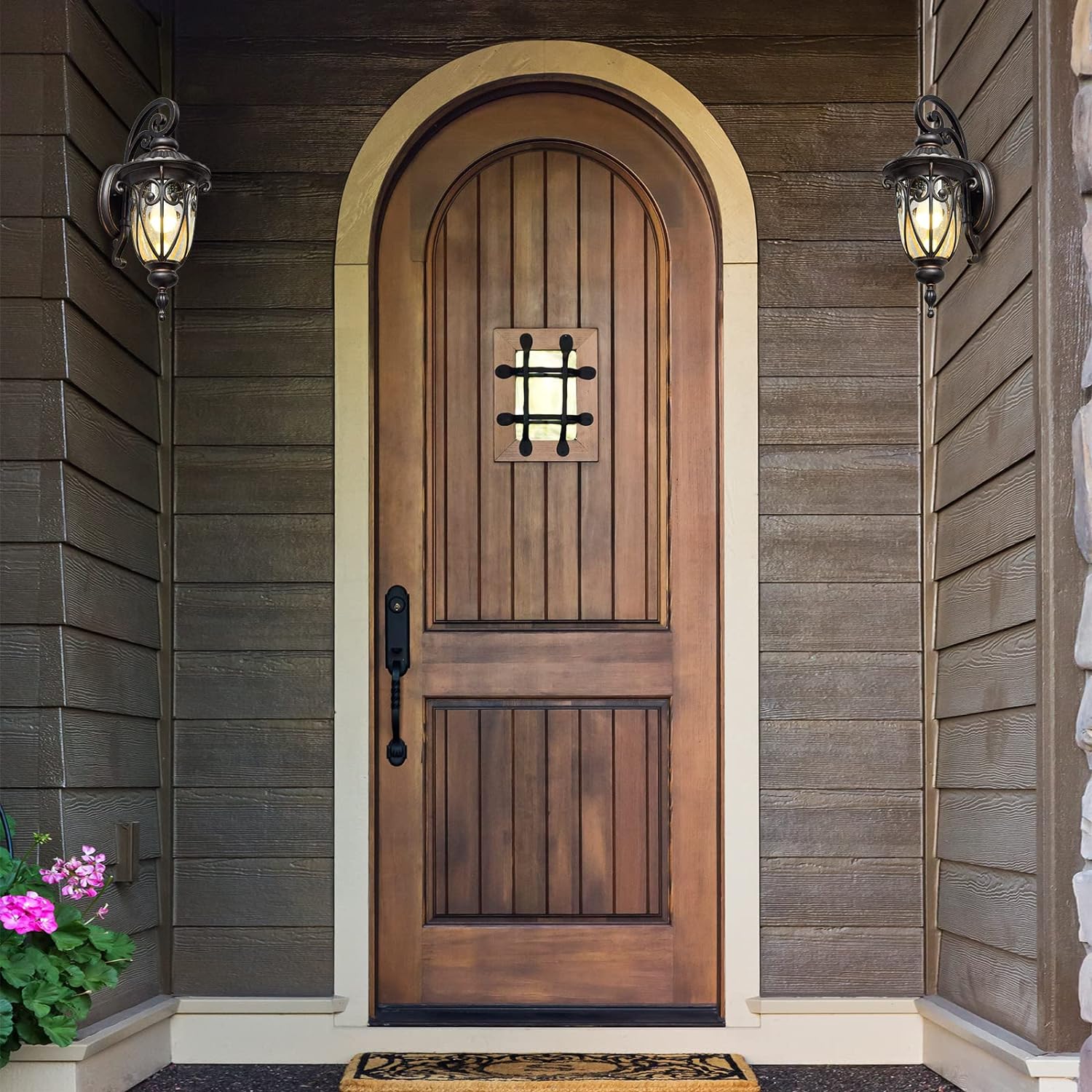 23" Large Outdoor Wall Light for Porch, 2 Pack Aluminium Exterior Wall Mount Lantern for House, Vintage Bronze Outside Wall Sconce with Clear Seeded Glass Shade for Garage