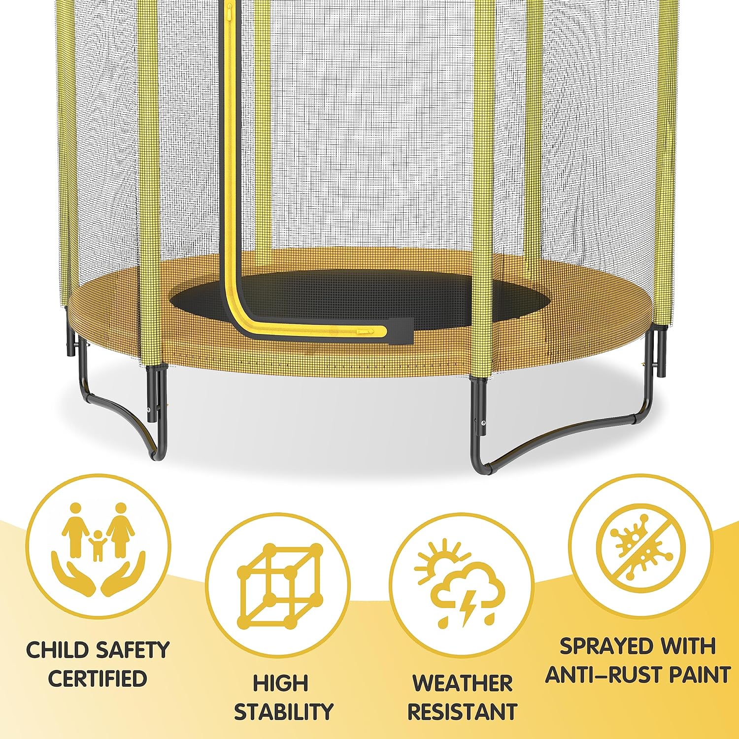 60" Kids Trampoline with Safety Enclosure Net, 5FT Toddler Indoor & Outdoor Trampoline/w Basketball Hoop