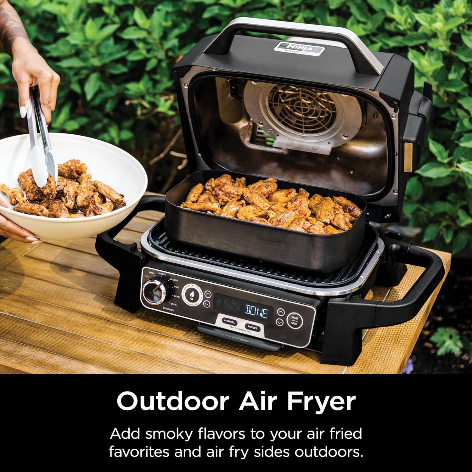 7-in-1 Grill & Smoker with Thermometer, Air Fryer, BBQ, Bake, Roast, Broil