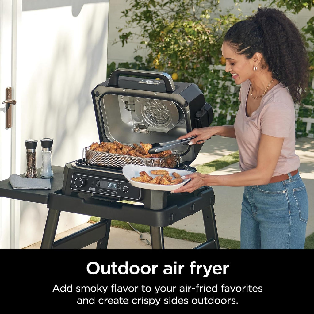 7-in-1 Grill & Smoker with Thermometer, Air Fryer, BBQ, Bake, Roast, Broil