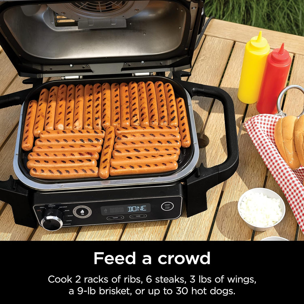 7-in-1 Grill & Smoker with Thermometer, Air Fryer, BBQ, Bake, Roast, Broil