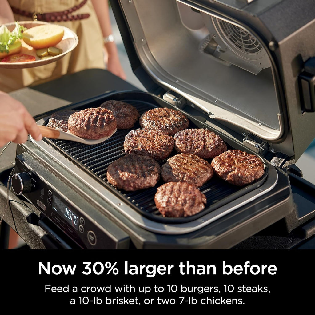 7-in-1 Grill & Smoker with Thermometer, Air Fryer, BBQ, Bake, Roast, Broil
