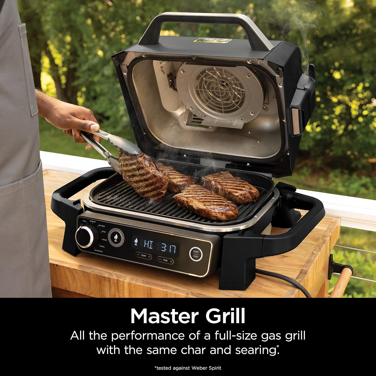 7-in-1 Grill & Smoker with Thermometer, Air Fryer, BBQ, Bake, Roast, Broil